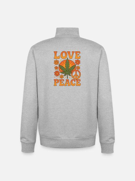 Amour Paix Hippie Vibes - Sweat zippé unisexe en coton bio Stanley/Stella - gris chiné