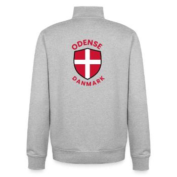 Odense Denmark Flag Crest - Unisex Organic Zip Sweatshirt by Stanley/Stella - heather grey - Back - AI Model Male 185 light (185cm)
