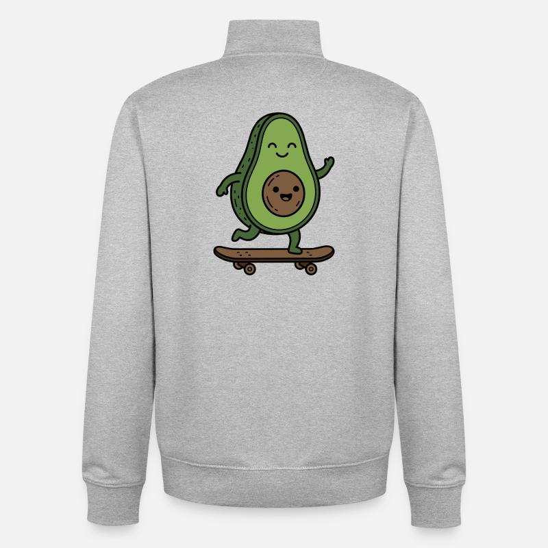 Advocado Skateboard - Sweat zippé unisexe en coton bio Stanley/Stella - gris chiné
