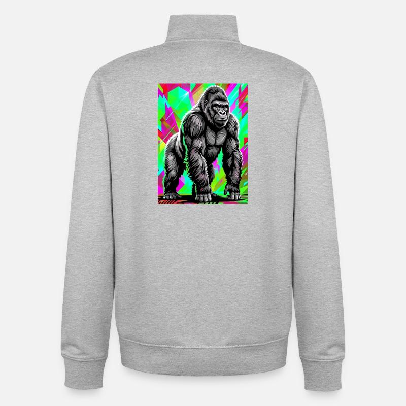 gorilla - Unisex Organic Zip Sweatshirt by Stanley/Stella - heather grey