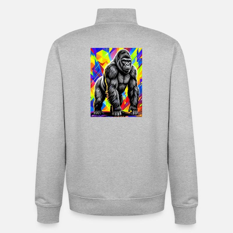 gorille - Sweat zippé unisexe en coton bio Stanley/Stella - gris chiné