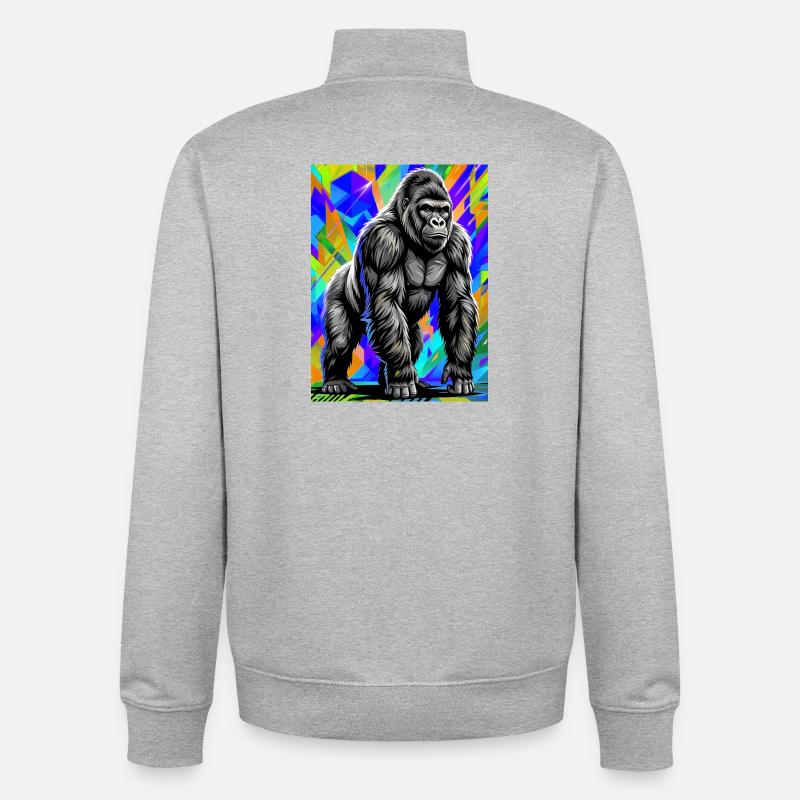 gorille - Sweat zippé unisexe en coton bio Stanley/Stella - gris chiné