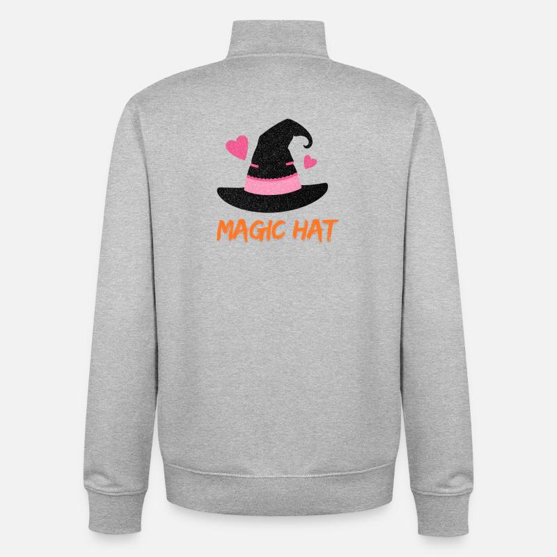 Magic hat - Pink Glitter Magic Hat - Unisex Organic Zip Sweatshirt by Stanley/Stella - heather grey