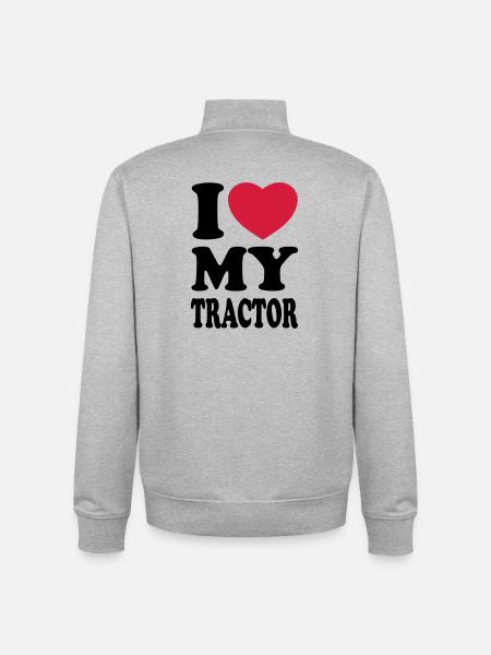 I love my tractor - Unisex Organic Zip Sweatshirt by Stanley/Stella - heather grey