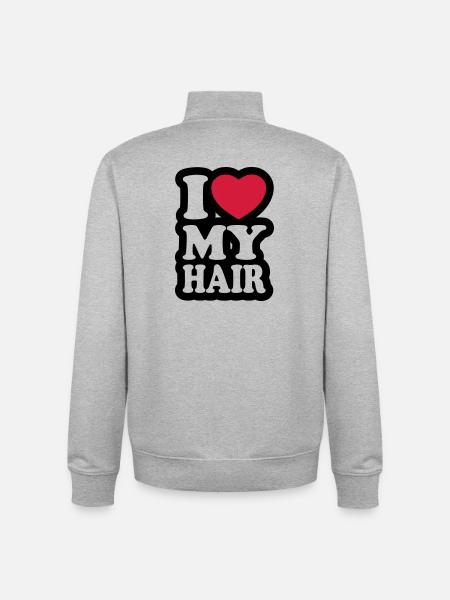 I love my hair - Unisex Organic Zip Sweatshirt by Stanley/Stella - heather grey