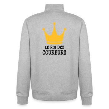 Course à Pied / Running / Jogging / Coureur - Sweat zippé unisexe en coton bio Stanley/Stella - gris chiné - Dos - AI Model Male 185 light (185cm)