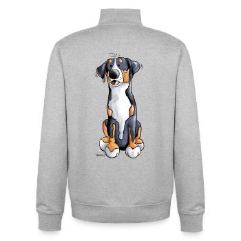 Funny Greater Swiss Mountain Dog - Unisex Organic Zip Sweatshirt by Stanley/Stella - heather grey - Back - AI Model Male 185 light (185cm)