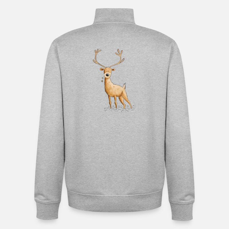 Hirsch Reh Jagd Jäger Geschenk - Unisex Organic Zip Sweatshirt von Stanley/Stella - Grau meliert