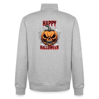 Creepy pumpkin head with horror charm - Unisex Organic Zip Sweatshirt by Stanley/Stella - heather grey - Back - AI Model Male 185 light (185cm)