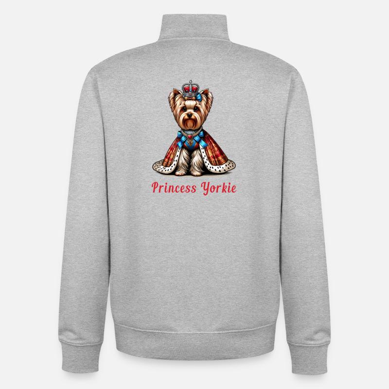 Princesse Yorkshire Terrier - Sweat zippé unisexe en coton bio Stanley/Stella - gris chiné