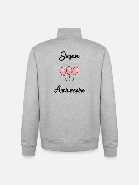 HAPPY BIRTHDAY - Unisex Organic Zip Sweatshirt by Stanley/Stella - heather grey