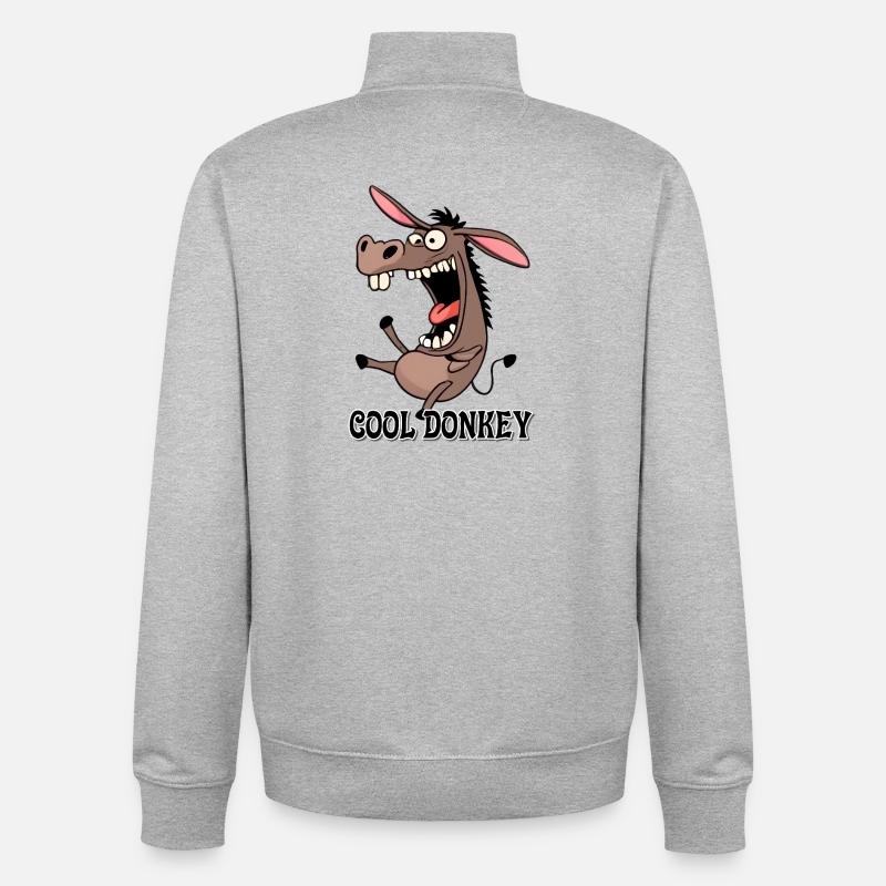 Impression de dessin animé drôle d’âne - Sweat zippé unisexe en coton bio Stanley/Stella - gris chiné