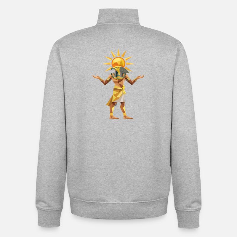 Sungod Ra - Cool Low Poly Logo - Sweat zippé unisexe en coton bio Stanley/Stella - gris chiné