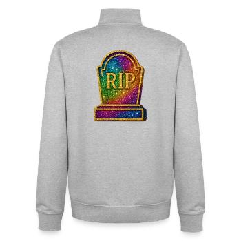 Galaktische RIP Grabstein Glitter - Unisex Organic Zip Sweatshirt von Stanley/Stella - Grau meliert - Hinten - AI Model Male 185 light (185cm)