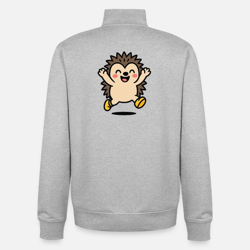 Hérisson joyeux en jeu - Sweat zippé unisexe en coton bio Stanley/Stella - gris chiné