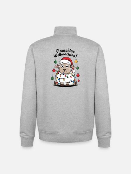 Sheep Fluffy Christmas Shepherd Funny - Unisex Organic Zip Sweatshirt by Stanley/Stella - heather grey