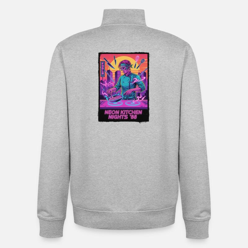 Retro Wave Kitchen - Unisex Organic Zip Sweatshirt by Stanley/Stella - heather grey