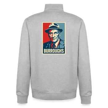 Burroughs Pop Art Portrait - Unisex Organic Zip Sweatshirt by Stanley/Stella - heather grey - Back - AI Model Male 185 light (185cm)