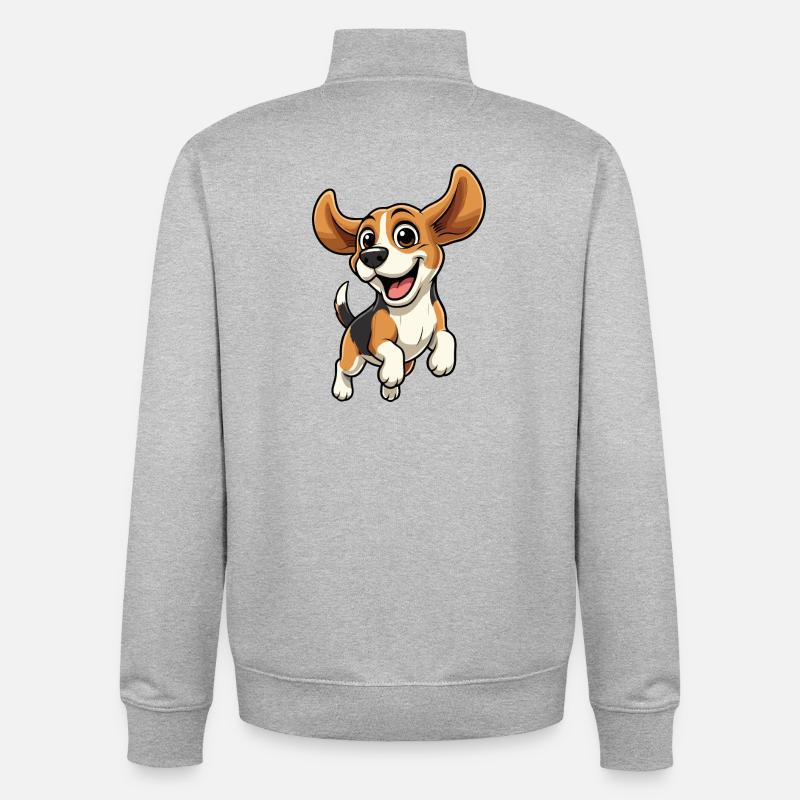 Joyeux saut de beagle - Sweat zippé unisexe en coton bio Stanley/Stella - gris chiné