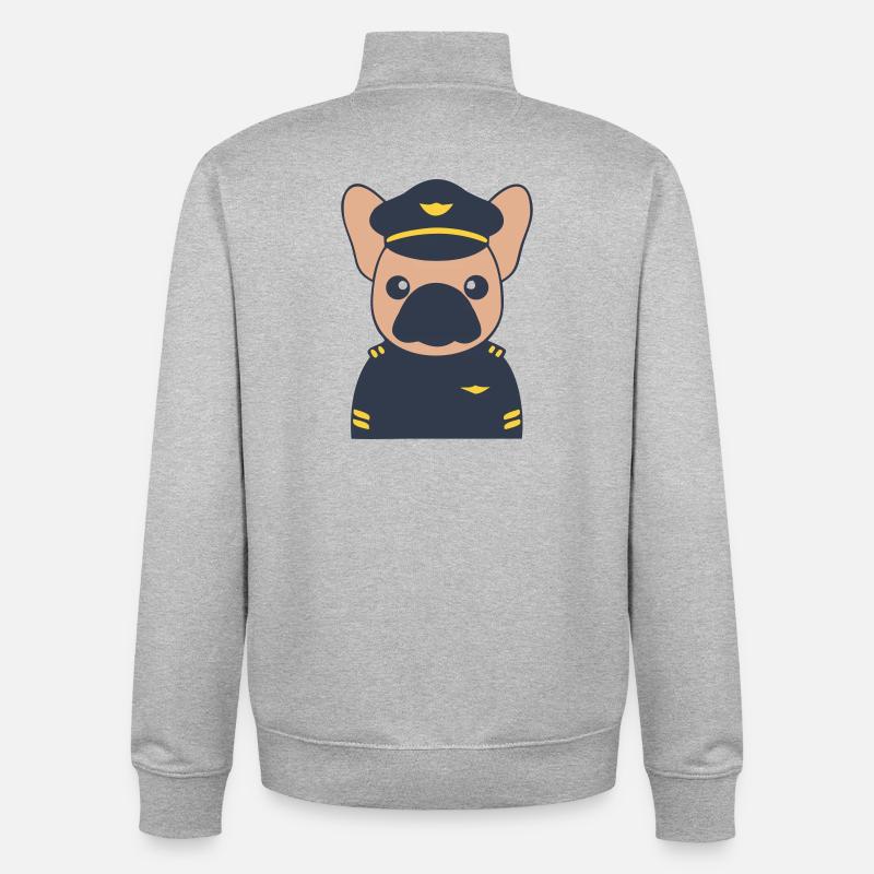Uniforme de commandant pilote français - Sweat zippé unisexe en coton bio Stanley/Stella - gris chiné