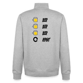 Bière, bière, répétition - Sweat zippé unisexe en coton bio Stanley/Stella - gris chiné - Dos - AI Model Male 185 light (185cm)