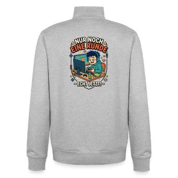 Gamer Comic Nur noch eine Runde Echt jetzt - Unisex Organic Zip Sweatshirt von Stanley/Stella - Grau meliert - Hinten - AI Model Male 185 light (185cm)