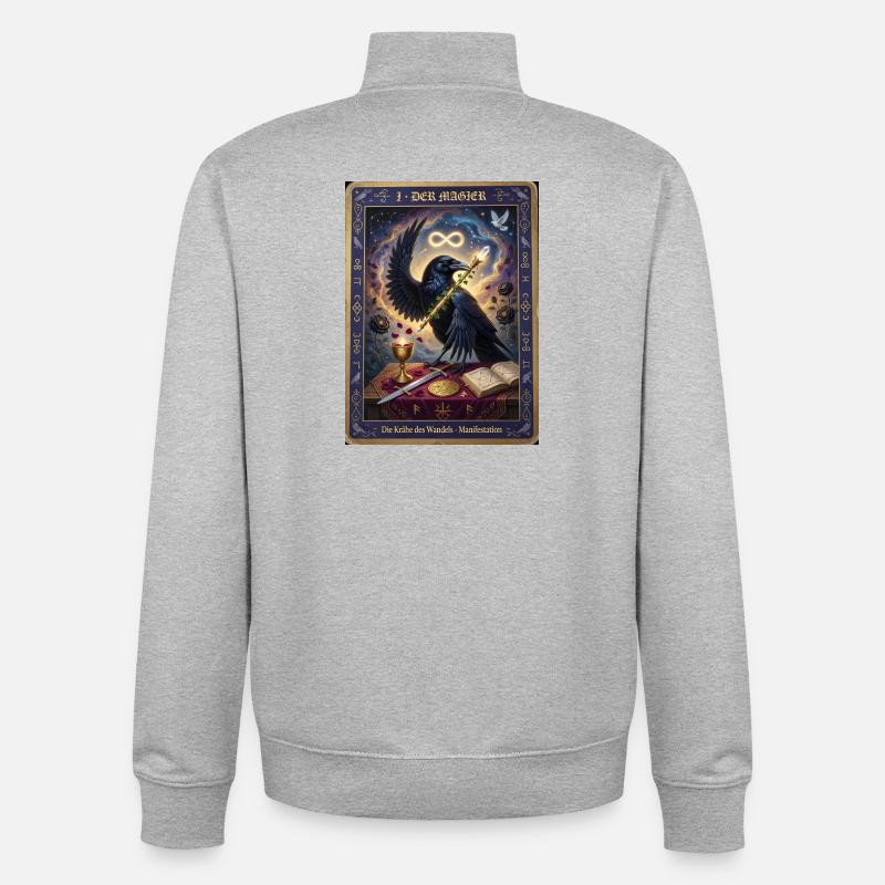 Krähe, der Magier - Unisex Organic Zip Sweatshirt von Stanley/Stella - Grau meliert