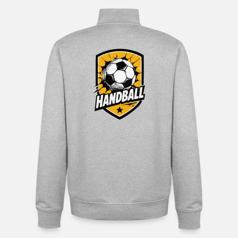 Explosion du bouclier de handball - Sweat zippé unisexe en coton bio Stanley/Stella - gris chiné