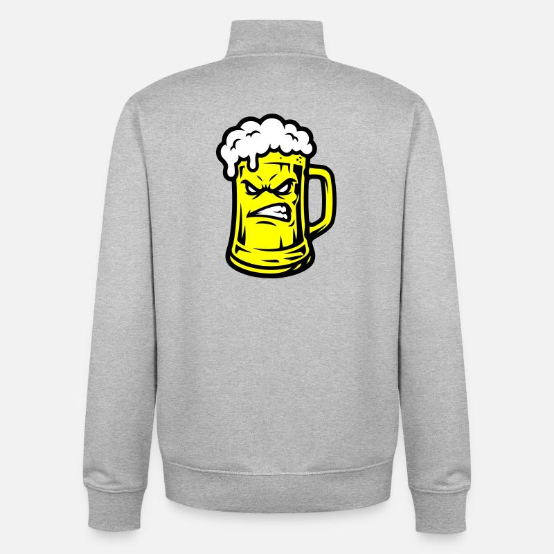 Beer Comic - Unisex Organic Zip Sweatshirt by Stanley/Stella - heather grey