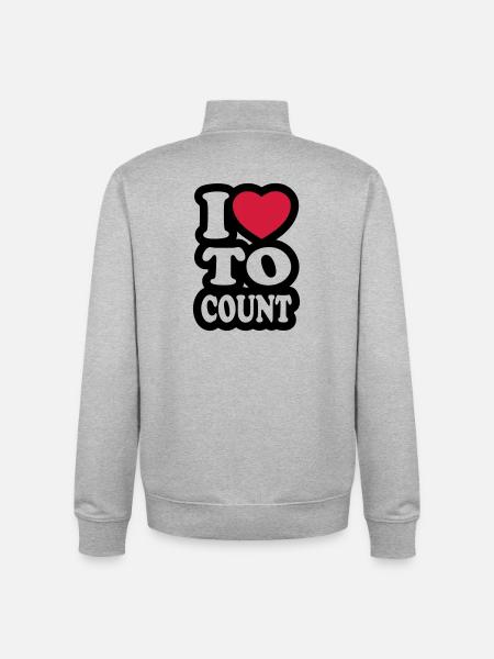 I love to count - Unisex Organic Zip Sweatshirt by Stanley/Stella - heather grey