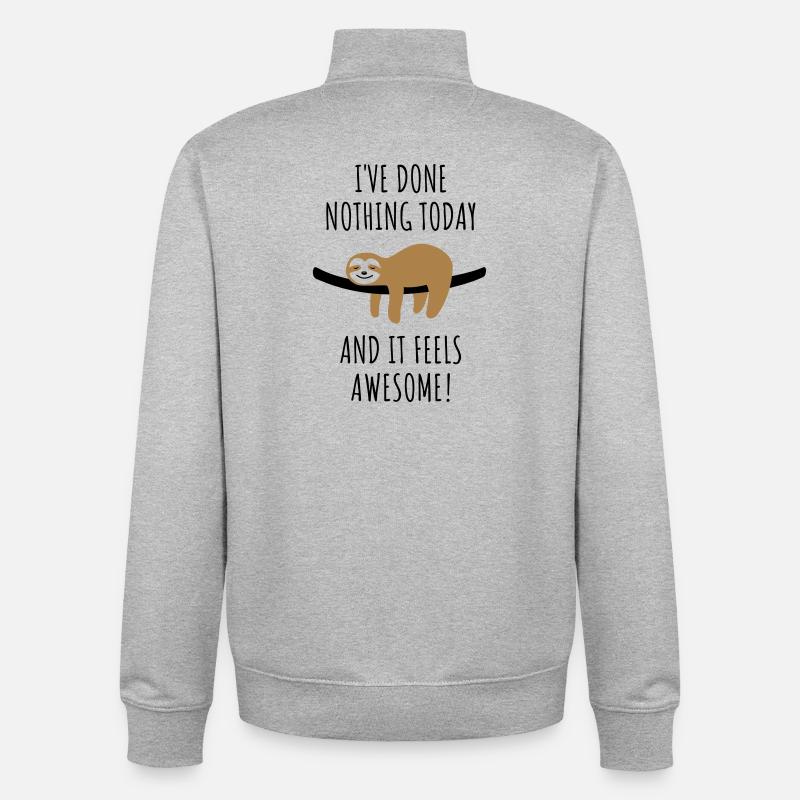 Faultier - done nothing - Unisex Organic Zip Sweatshirt von Stanley/Stella - Grau meliert