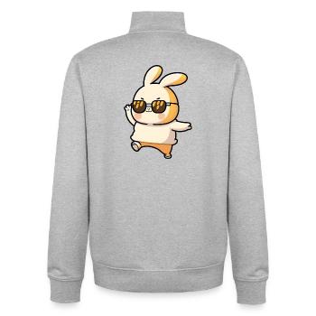 Easter Bunny - Lapin dansant avec des lunettes de soleil rétro - Sweat zippé unisexe en coton bio Stanley/Stella - gris chiné - Dos - AI Model Male 185 light (185cm)
