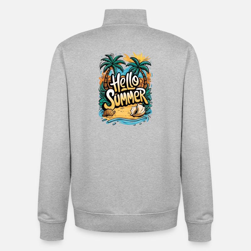 Conception de plage d’été tropical - Sweat zippé unisexe en coton bio Stanley/Stella - gris chiné