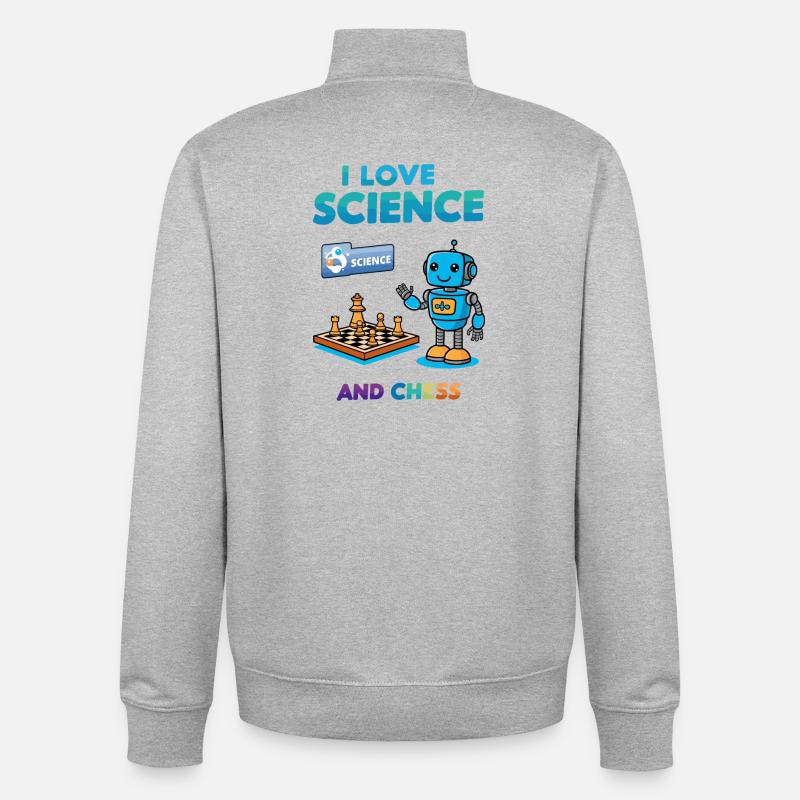 Science et échecs - Sweat zippé unisexe en coton bio Stanley/Stella - gris chiné