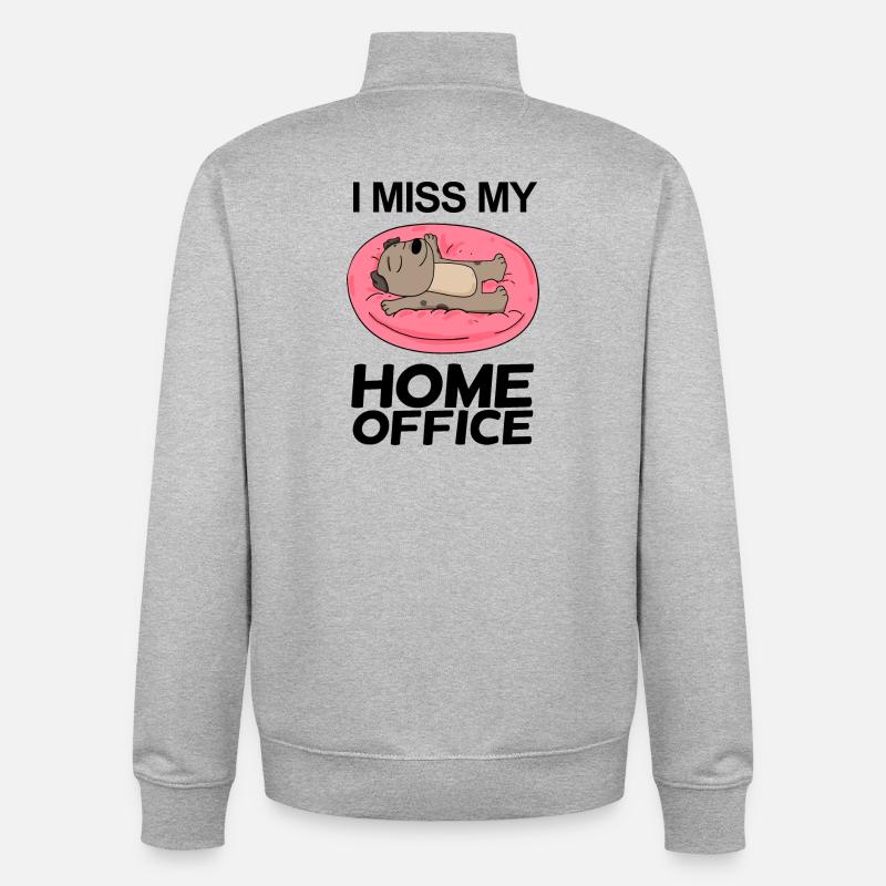 Bureau à domicile Dire drôle - Sweat zippé unisexe en coton bio Stanley/Stella - gris chiné