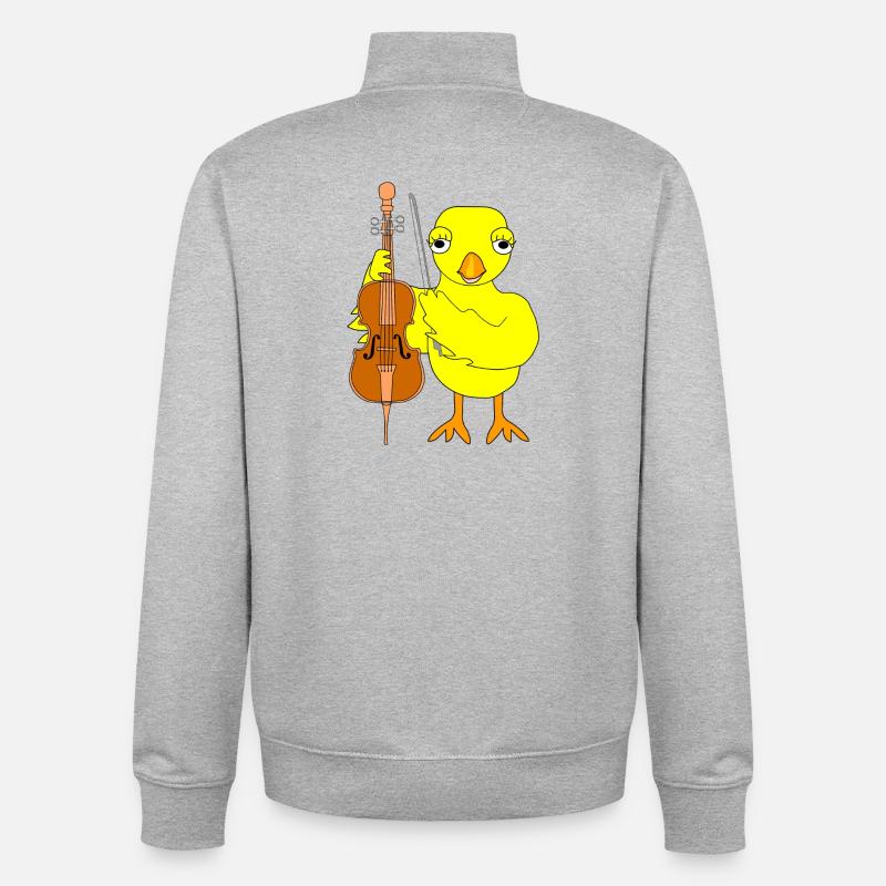 Violoncelle Poussin - Sweat zippé unisexe en coton bio Stanley/Stella - gris chiné