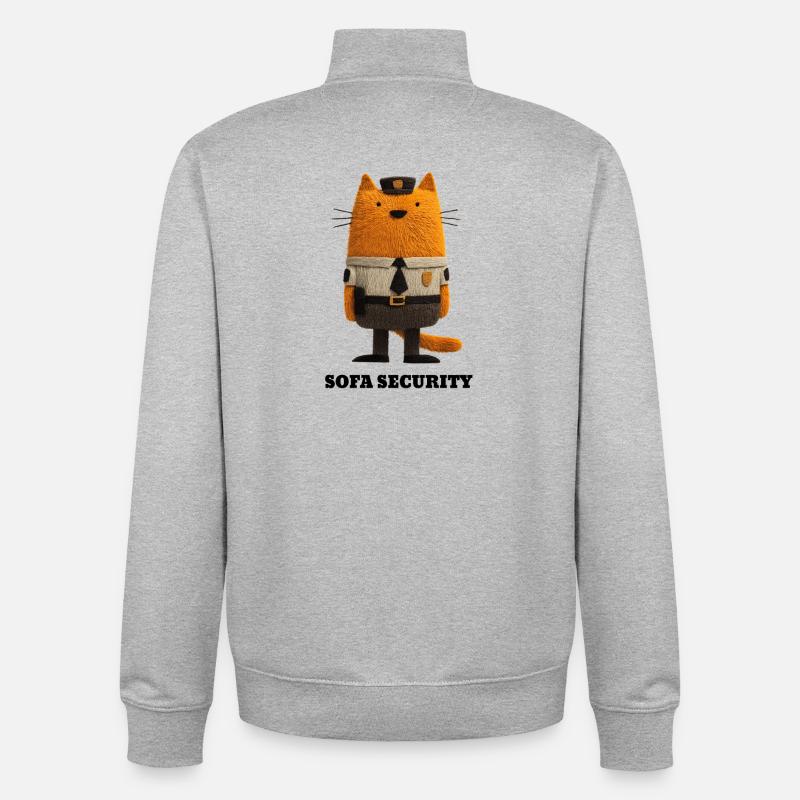Katze im Security Look - Sofa Security  - Unisex Organic Zip Sweatshirt von Stanley/Stella - Grau meliert