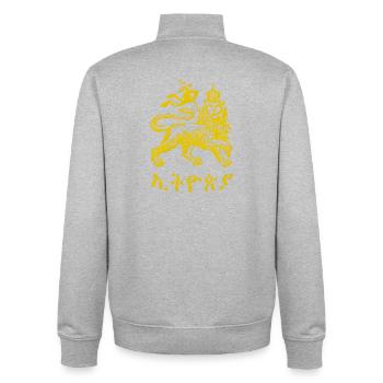 Lion of Judah Jah Rastafari Rasta Reggae Roots - Unisex Organic Zip Sweatshirt von Stanley/Stella - Grau meliert - Hinten - AI Model Male 185 light (185cm)