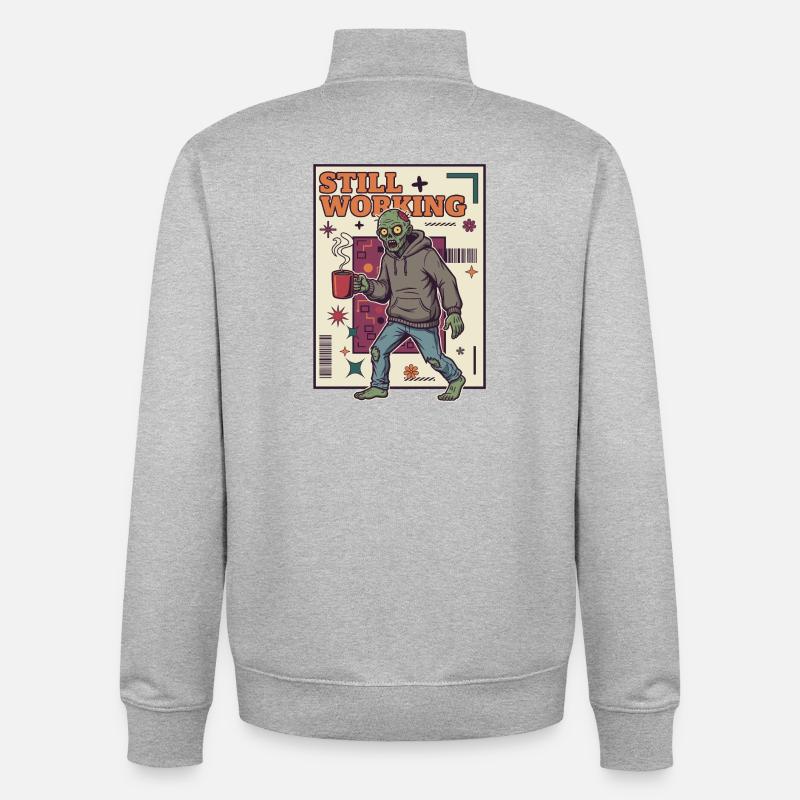 Noch am Arbeiten Zombie Kaffee-Kraft - Unisex Organic Zip Sweatshirt von Stanley/Stella - Grau meliert
