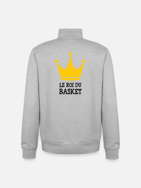 Le Roi du Basket - Sweat zippé unisexe en coton bio Stanley/Stella - gris chiné