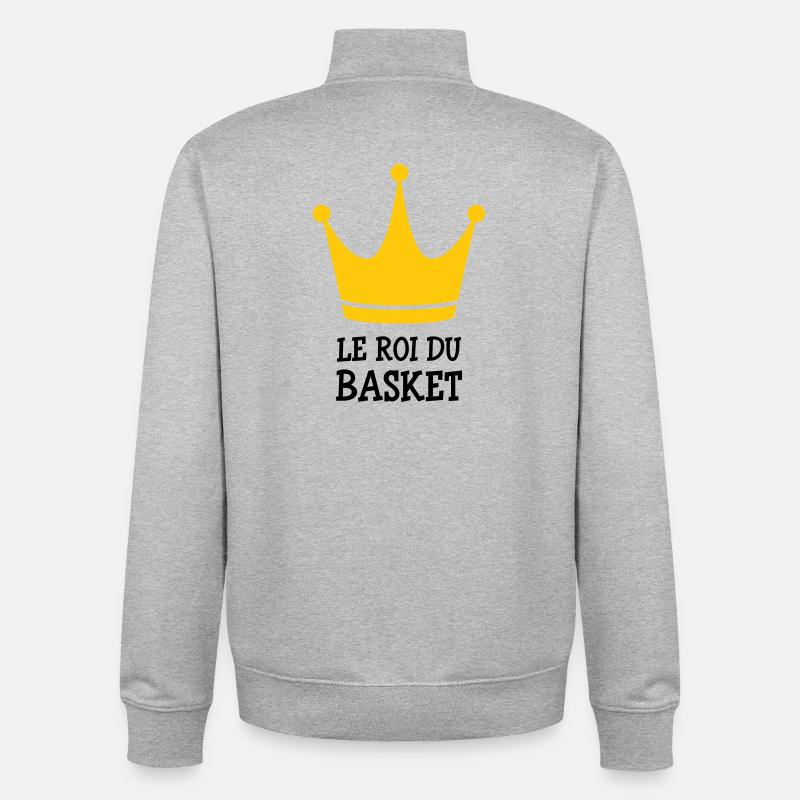 Le Roi du Basket - Sweat zippé unisexe en coton bio Stanley/Stella - gris chiné
