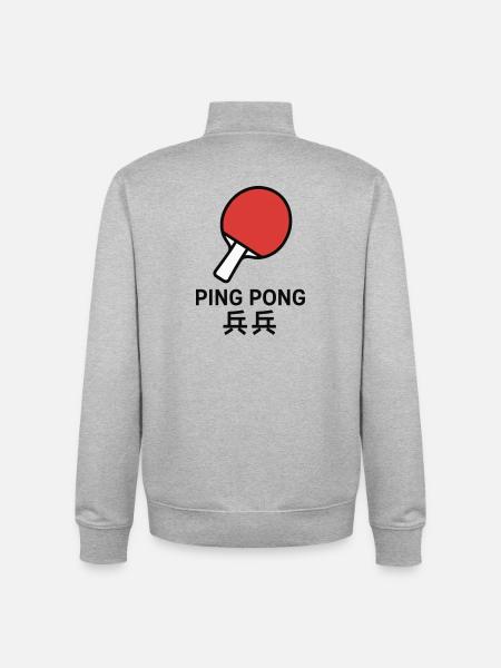 Ping-Pong Racket - Table Tennis - Unisex Organic Zip Sweatshirt by Stanley/Stella - heather grey