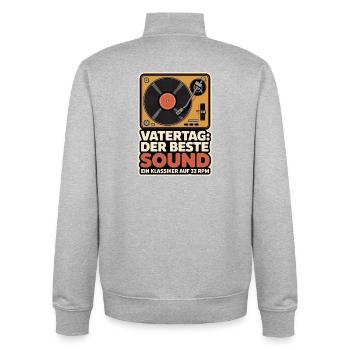 Vinyl Papa Vatertag Geschenk Musik Plattenspieler - Unisex Organic Zip Sweatshirt von Stanley/Stella - Grau meliert - Hinten - AI Model Male 185 light (185cm)