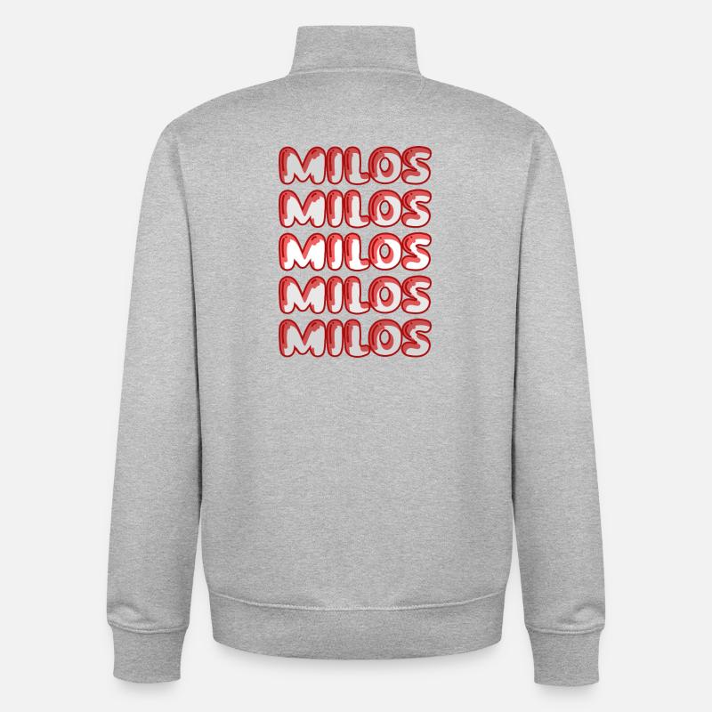 Cadeau pour Milos - Sweat zippé unisexe en coton bio Stanley/Stella - gris chiné
