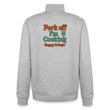 Fork Off I'm Cooking Humor - Unisex Organic Zip Sweatshirt von Stanley/Stella - Grau meliert - Hinten - AI Model Male 185 light (185cm)