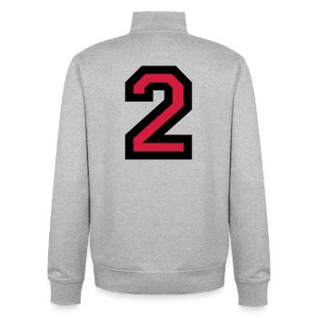 The Number Two 2 - Unisex Organic Zip Sweatshirt by Stanley/Stella - heather grey - Back - AI Model Male 185 light (185cm)