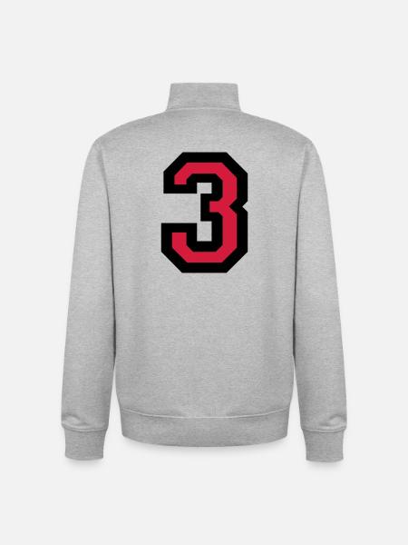 Number Three - The number 3 - Unisex Organic Zip Sweatshirt by Stanley/Stella - heather grey