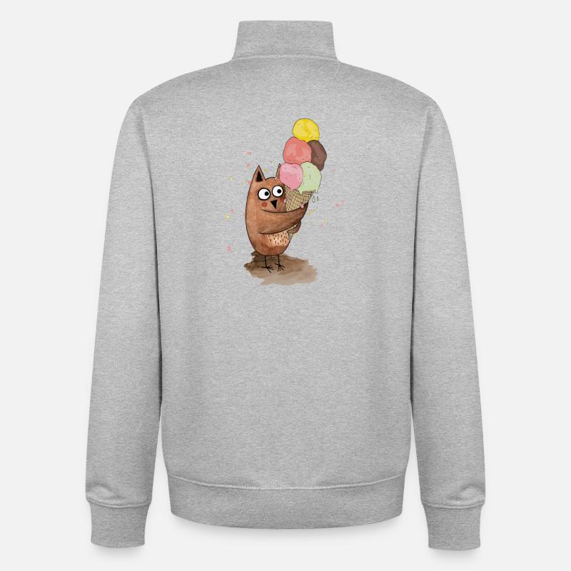 Eule mit riesigem Eis - Unisex Organic Zip Sweatshirt von Stanley/Stella - Grau meliert