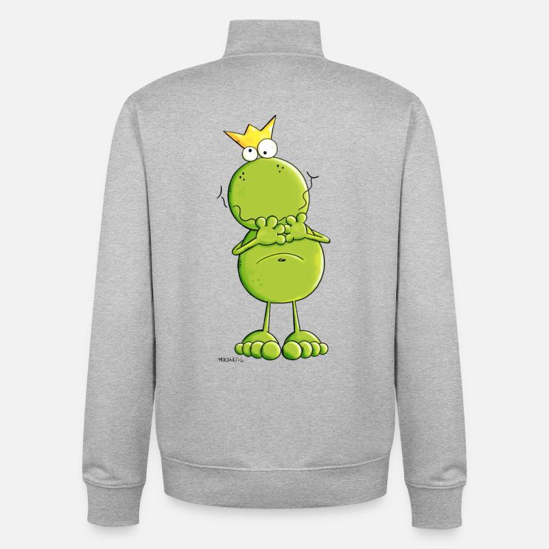 Frosch mit Krone - Unisex Organic Zip Sweatshirt von Stanley/Stella - Grau meliert