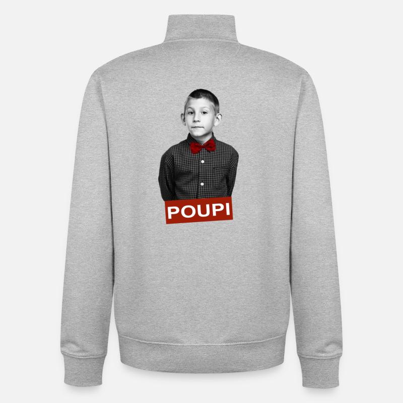 Poupi Malcom Dewey - Sweat zippé unisexe en coton bio Stanley/Stella - gris chiné